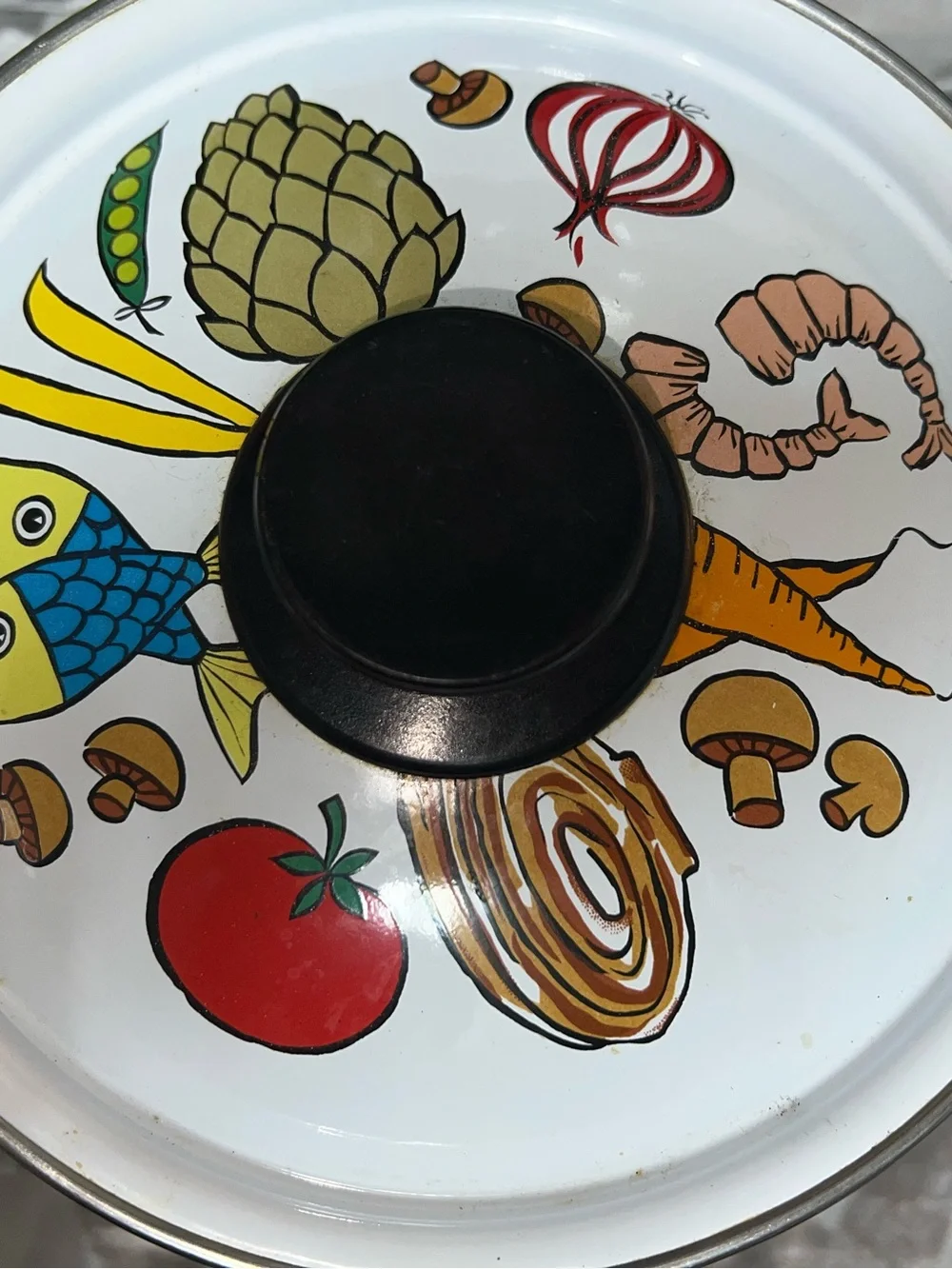 Vintage Mid-Century San Ignacio Enamelware Seafood Stock Pot with Lid